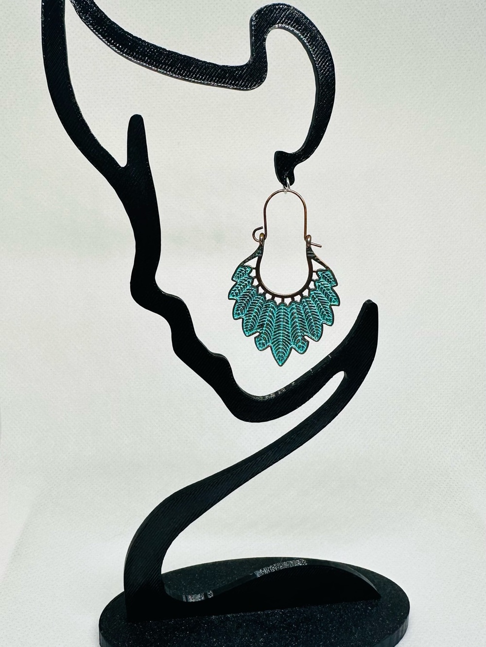 Teal Feather Fan Drop Earrings - Women Jewelry